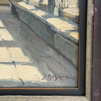 Jean Dohmen 1944 Church Interior Oil Painting "Arched Corridor" Artwork Holland Art Shop