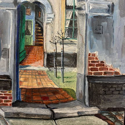 Detailed Cityscape Oil Painting "Arched Doorway" Authentic Artwork Holland Art Shop