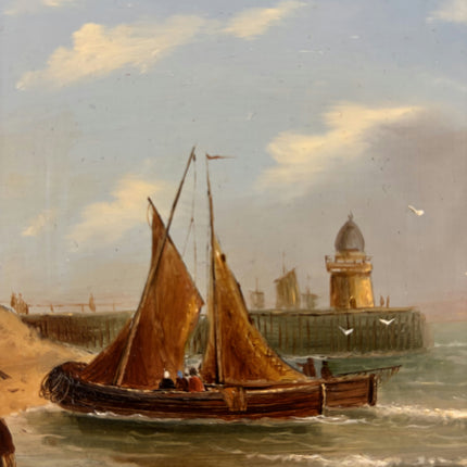 Expressive Seascape Oil Painting "Fishing Boat" Traditional Small Artwork Holland Art Shop