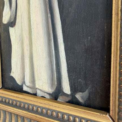 Original Portrait Oil Painting "Hooded Figure" Authentic Small Art Holland Art Shop