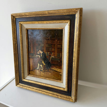 Traditional Figurative Oil Painting "Seated Scholar" Refined Small Artwork Holland Art Shop