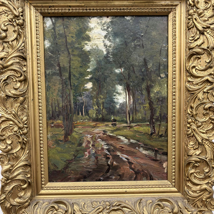 19th Century Antique Landscape Oil Painting "Forest Path" Art Holland Art Shop