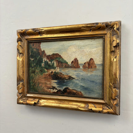 Handcrafted Seascape Oil Painting "Rocky Coast" Traditional Small Artwork Holland Art Shop