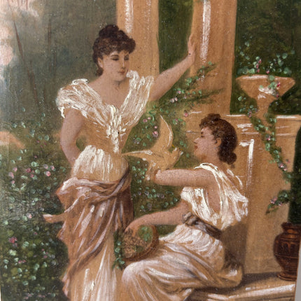 Vintage Figurative Oil Painting "Two Women" Elegant Small Art Holland Art Shop