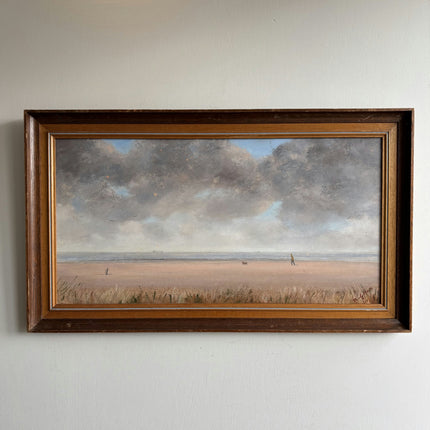 Detailed Seascape Oil Painting "Walking Figure" Original Artwork Holland Art Shop