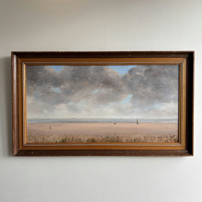 Detailed Seascape Oil Painting "Walking Figure" Original Artwork Holland Art Shop