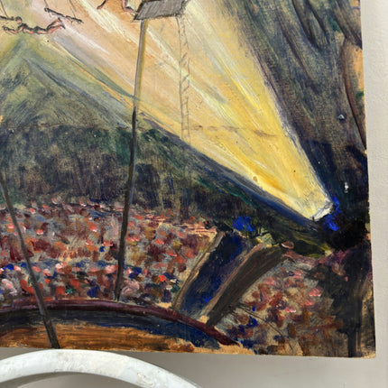Classic Figurative Oil Painting "Flying Trapeze" Rustic Small Artwork Holland Art Shop