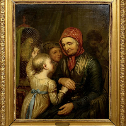 Otto de Boer 1826 Antique Figurative Oil Painting "Old Woman" Large Art Holland Art Shop