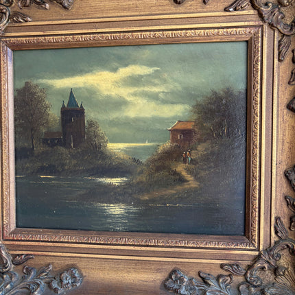 19th Century Antique Seascape Oil Painting "Ornate Frame" Art Holland Art Shop