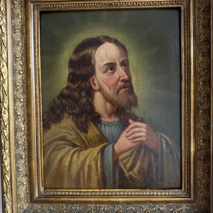 19th Century Antique Portrait Oil Painting "Praying Man" Small Art Holland Art Shop