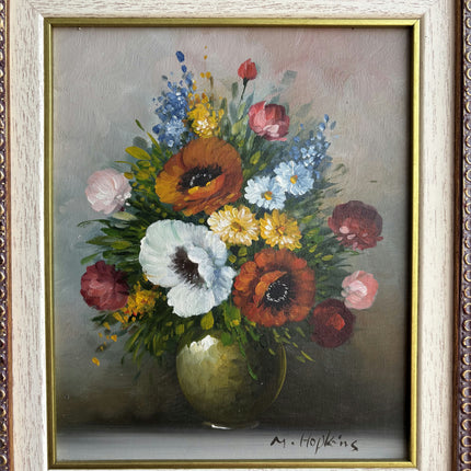 Rustic Floral Still Life Oil Painting "Floral Bouquet" Timeless Small Art Holland Art Shop