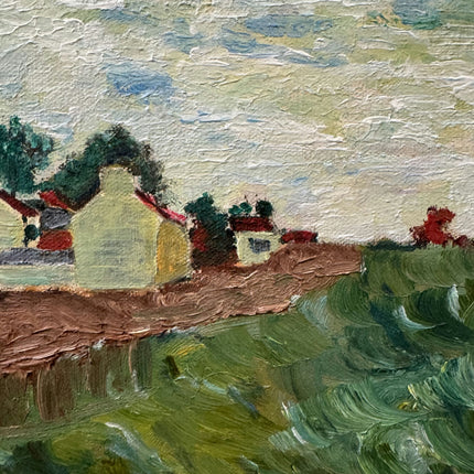 Handcrafted Landscape Oil Painting "Coastal Village" Rustic Small Art Holland Art Shop