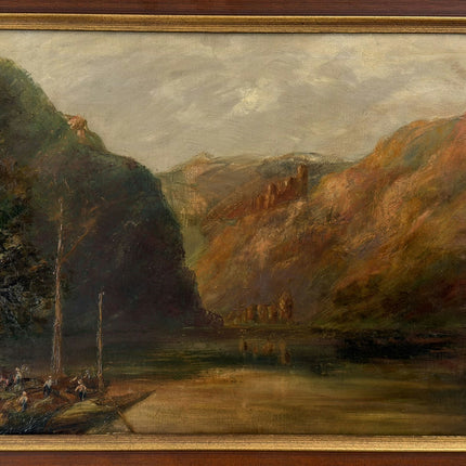 19th Century Antique Landscape Oil Painting "River Gorge" Art Holland Art Shop