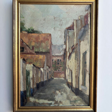 Traditional Cityscape Oil Painting "Narrow Street" Detailed Small Artwork Holland Art Shop