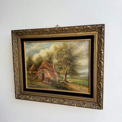 Detailed Farm Oil Painting "Thatched Cottage" Rustic Dutch Art Holland Art Shop