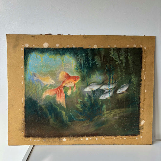 Expressive Animals Pastel "Goldfish Trio" Refined Medium Art