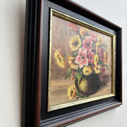 Rustic Floral Still Life Oil Painting "Flower Vase" Timeless Small Art Holland Art Shop