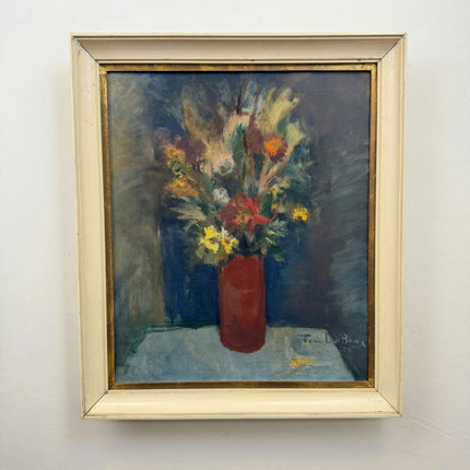 Handcrafted Floral Still Life Oil Painting "Red Vase" Vintage Art Holland Art Shop