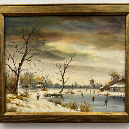 Authentic Winter Landscape Oil Painting "Leafless Tree" Elegant Small Art Holland Art Shop