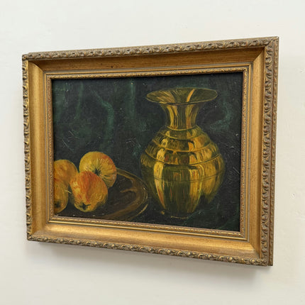 Refined Still Life Oil Painting "Brass Vase" Timeless Small Artwork Holland Art Shop