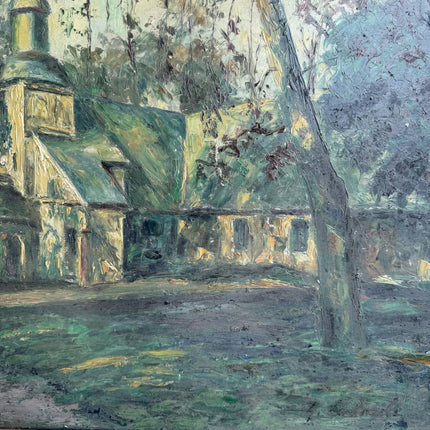 Vintage Landscape Oil Painting "Village Church" Classic Art Holland Art Shop