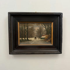 Refined Winter Landscape Oil Painting "Horse Cart" Elegant Artwork Holland Art Shop