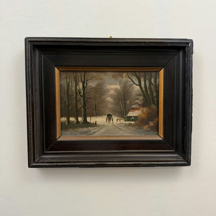 Refined Winter Landscape Oil Painting "Horse Cart" Elegant Artwork Holland Art Shop