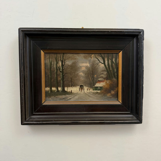 Refined Winter Landscape Oil Painting "Horse Cart" Elegant Artwork Holland Art Shop
