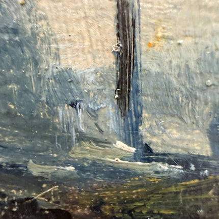 Classic Scenery Oil Painting "River Pier" Expressive Small Art Holland Art Shop