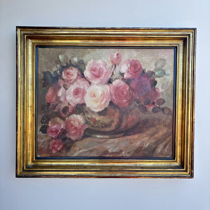 Elegant Floral Still Life Oil Painting "Pink Roses" Expressive Art Holland Art Shop