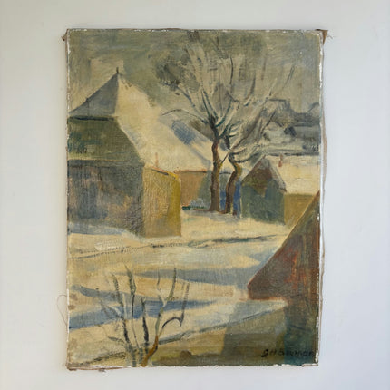 Rustic Winter Landscape Oil Painting "Bare Tree" Handcrafted Artwork Holland Art Shop