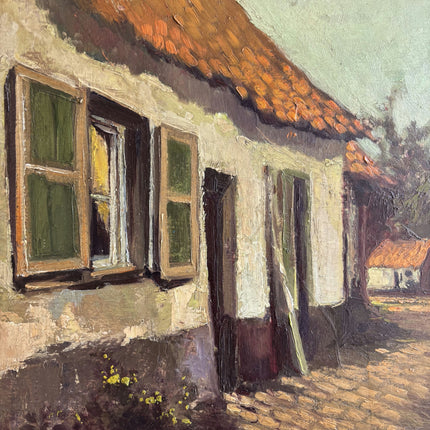 Vintage Cityscape Oil Painting "Thatched Cottage" Timeless French Artwork Holland Art Shop
