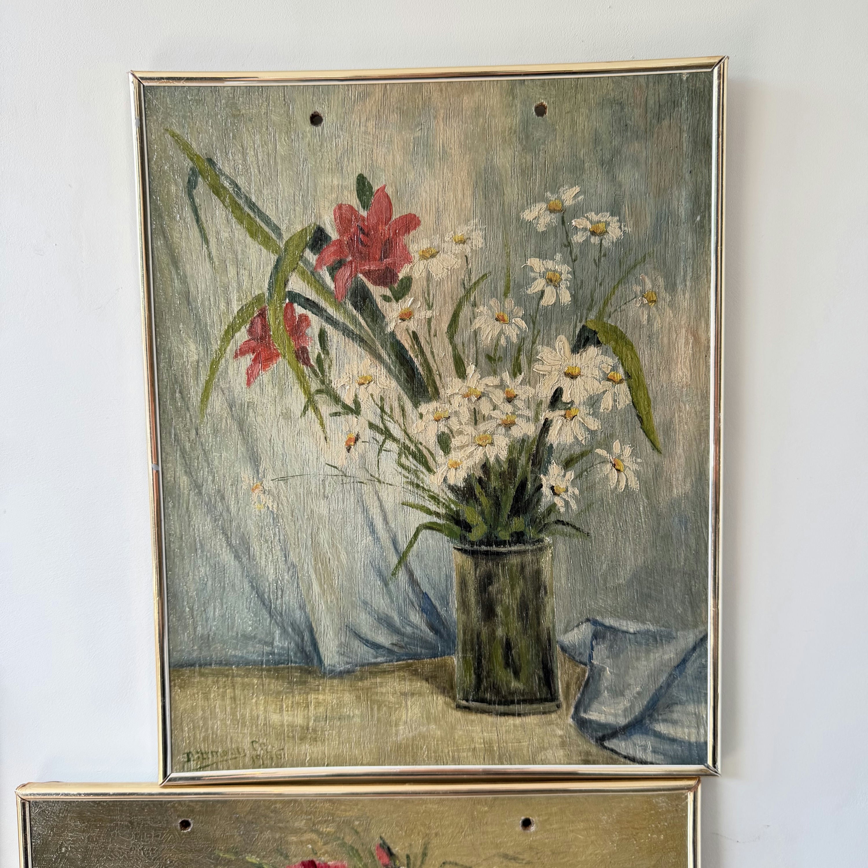 Detailed Flowery Still Life Oil Painting 