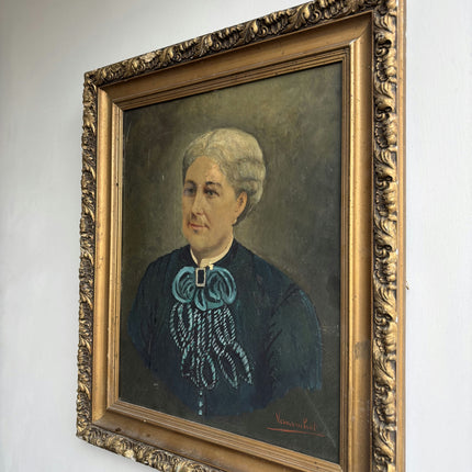 19th Century Antique Portrait Oil Painting "Elderly Woman" Art Holland Art Shop