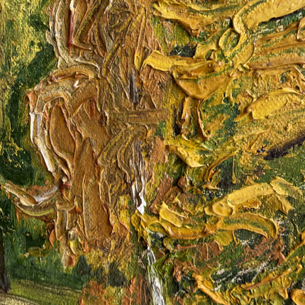 Vintage Landscape Oil Painting "Golden Tree" Handcrafted Artwork Holland Art Shop