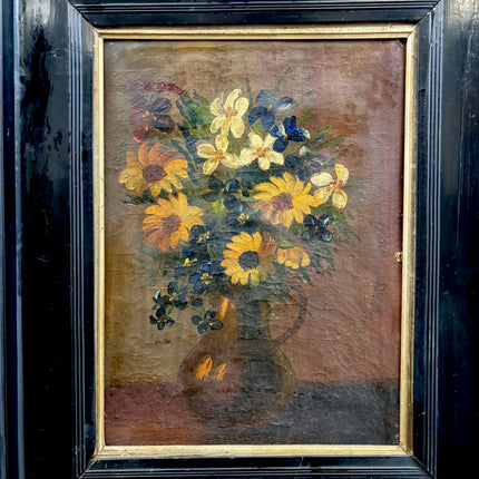19th Century Antique Flowery Still Life Oil Painting "Flower Vase" Artwork Holland Art Shop