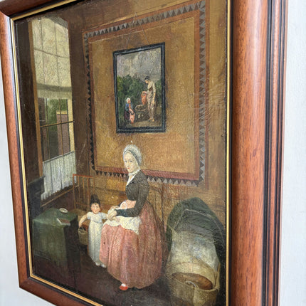 19th Century Antique Figurative Oil Painting "Seated Woman" Artwork Holland Art Shop