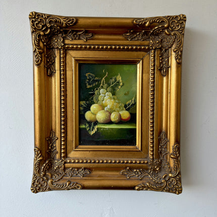 19th Century Oil Painting Still Life "Grapes And Apples" Small Artwork Holland Art Shop