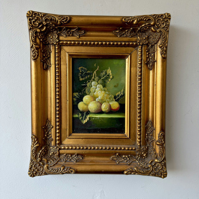 19th Century Oil Painting Still Life "Grapes And Apples" Small Artwork Holland Art Shop