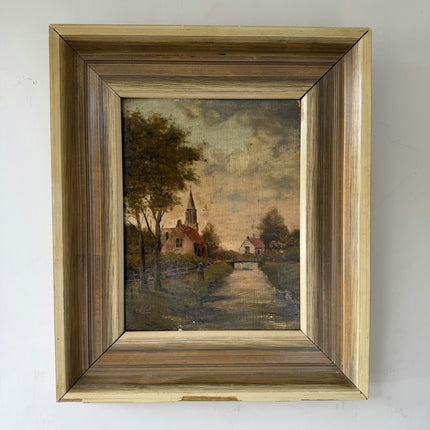Rustic Landscape Oil Painting "Framed Painting" Vintage Small Artwork Holland Art Shop