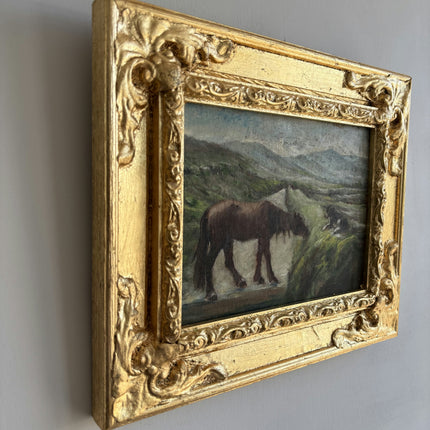 Traditional Animals Oil Painting "Grazing Horse" Vintage French Art Holland Art Shop