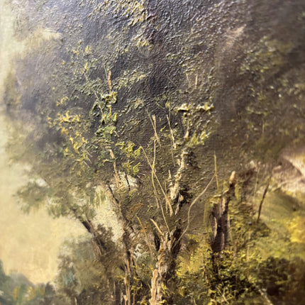 19th Century Antique Landscape Oil Painting "Tall Trees" Large Artwork Holland Art Shop