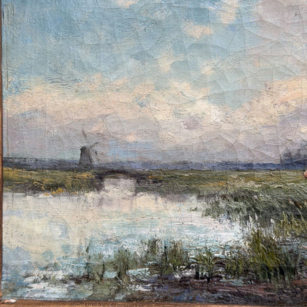 Haagse school 19th Century Antique Landscape Oil Painting "Gilded Frame" Art Holland Art Shop