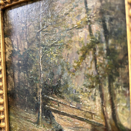 19th Century Antique Landscape Oil Painting "Gilded Frame" Small Artwork Holland Art Shop