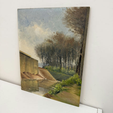 Detailed Landscape Oil Painting "Row Of Trees" Original Small Art Holland Art Shop