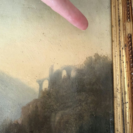 19th Century Antique Landscape Oil Painting "Gilded Frame" Belgique Art Holland Art Shop