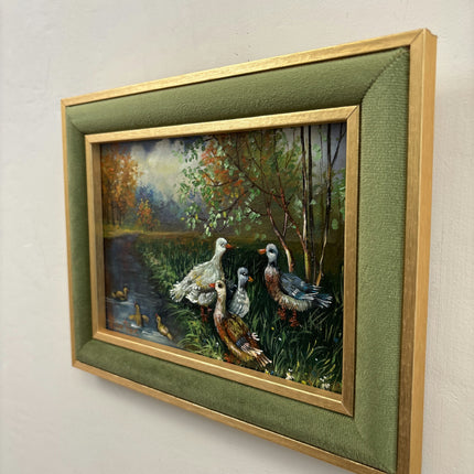 Elegant Animals Oil Painting "Pair Of Ducks" Detailed Small Artwork Holland Art Shop
