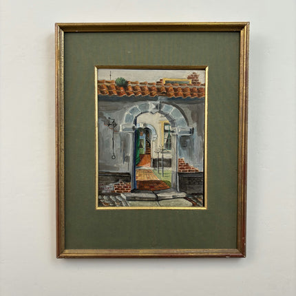 Detailed Cityscape Oil Painting "Arched Doorway" Authentic Artwork Holland Art Shop