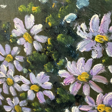 Refined Floral Still Life Oil Painting "Purple Daisies" Timeless Small Artwork Holland Art Shop
