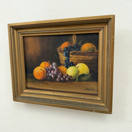 Classic Still Life Oil Painting "Fruit Basket" Detailed Small Artwork Holland Art Shop
